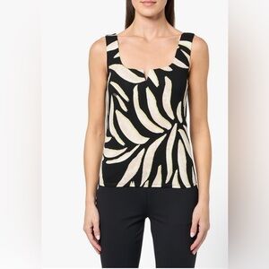 NIC+ZOE Black and Cream Patterned Tank Top